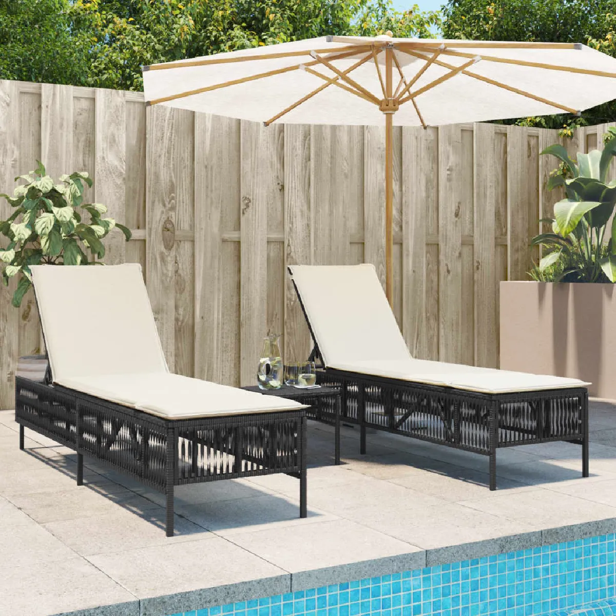 vidaXL Chaises longues et Table Lot de 2 - vue 3