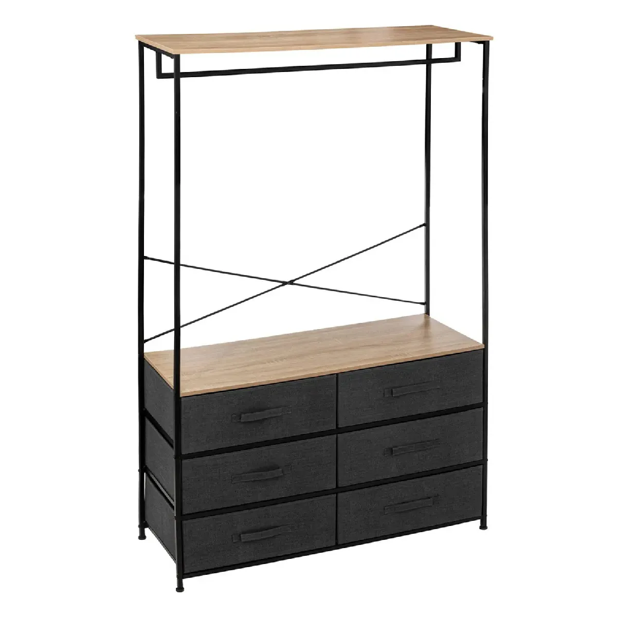 Pegane Armoire dressing 6 tiroirs - Naturel et gris foncé