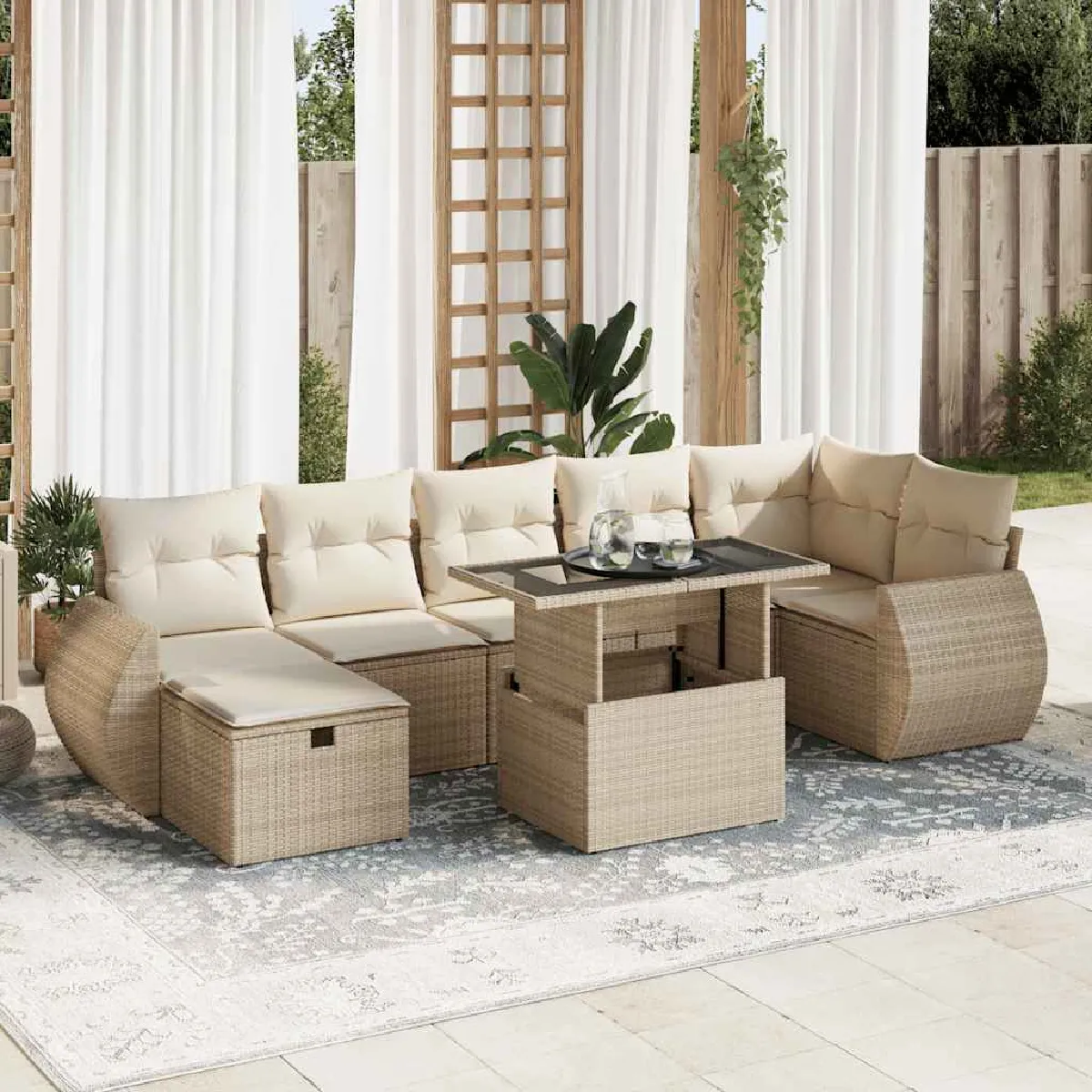 VIDAXL Salon de jardin avec coussins 8 pcs - vue 5