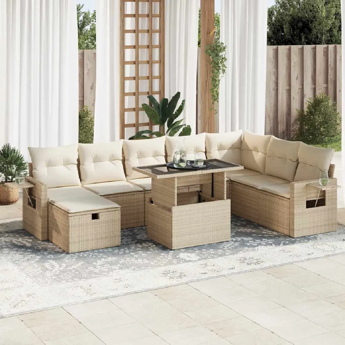 VIDAXL Ensemble de Salon de Jardin 9 pcs