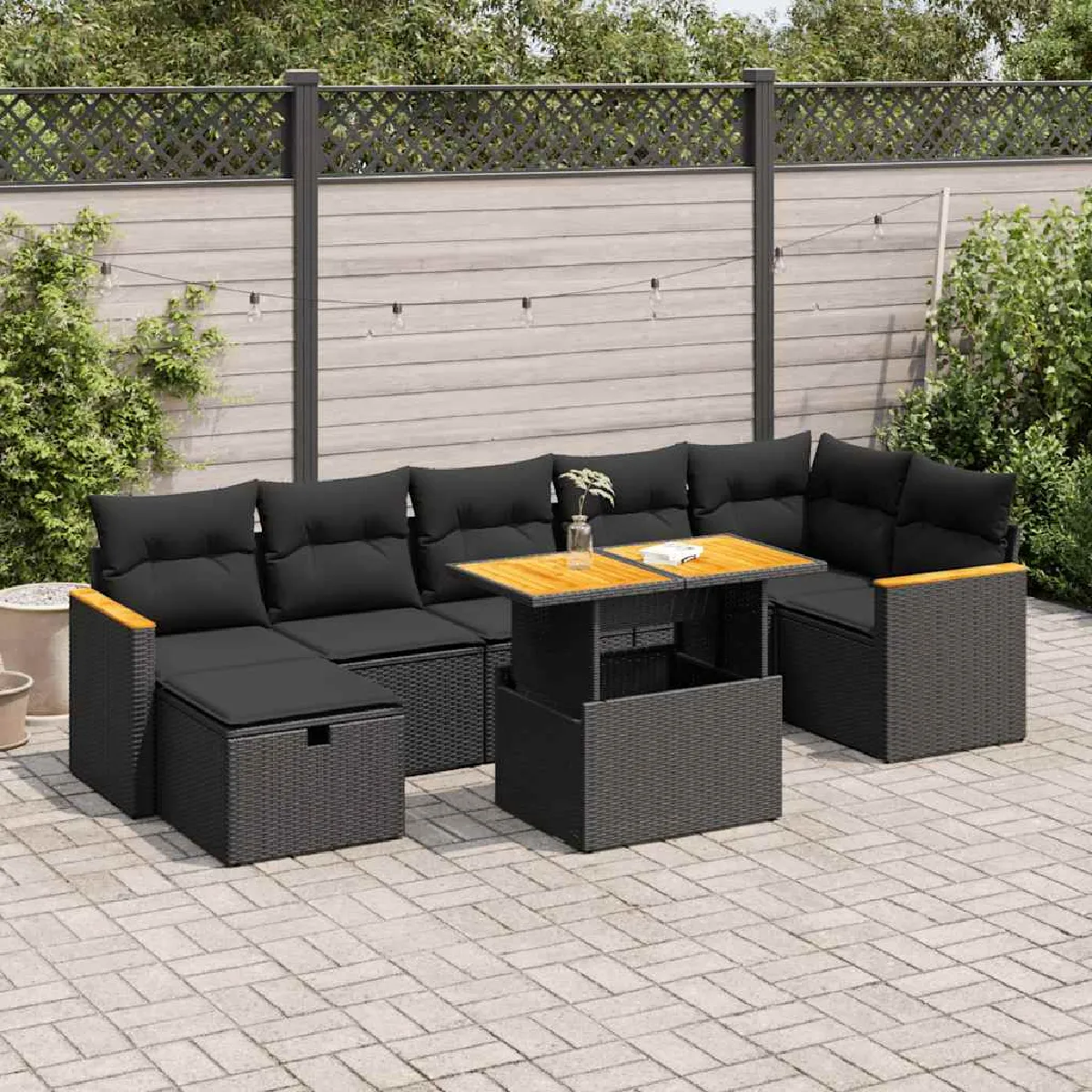 Salon jardin 5 pcs résine tressée vidaXL - vue 4