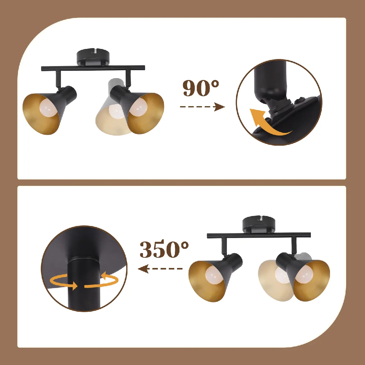 PLAFONNIER RETRO LUSTRE 3 spots de plafond Lampe de séjour Luminaire de