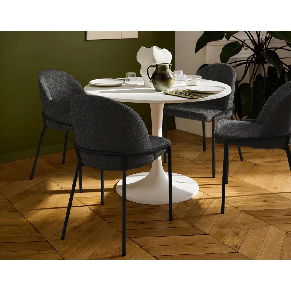 Imelda - lot de 4 chaises - en tissu - gris anthracite Imelda - lot de 4 chaises - en tissu - gris anthracite