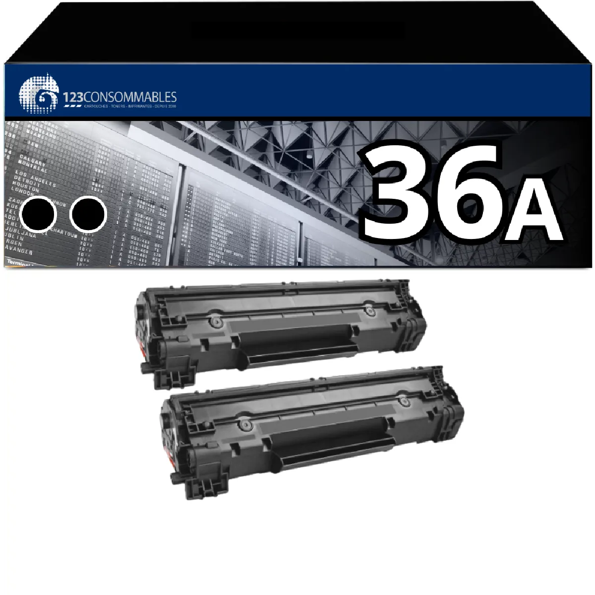 Non Communiqué Noir Pack 2 Toners Compatible Hp 36A - Image 4