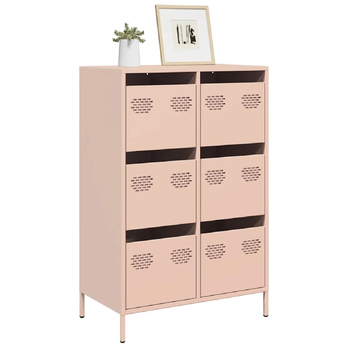 VIDAXL Buffet Haut Rose Acier