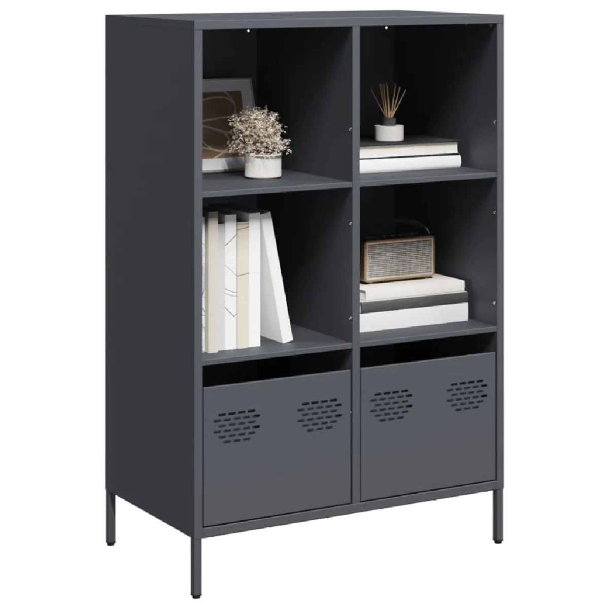 Non Communiqué Anthracite Buffet Haut 68X39x103,5 Cm Acier - Image 3