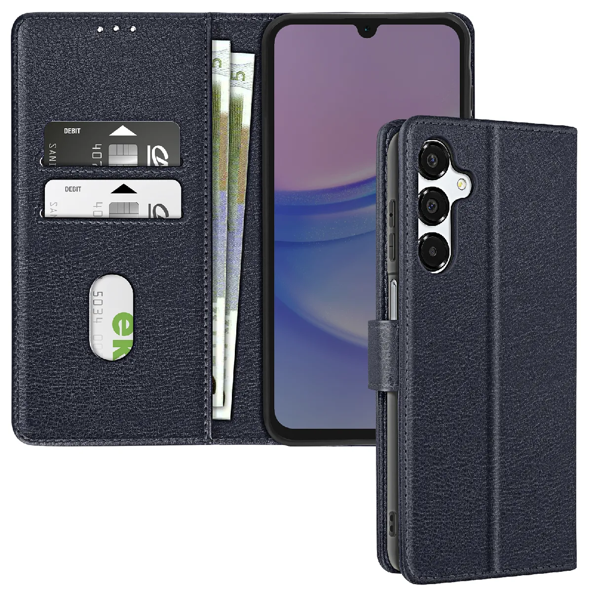 Avizar Bleu Étui Pour Samsung Galaxy A16 Clapet Portefeuille Et Support Vidéo Nuit