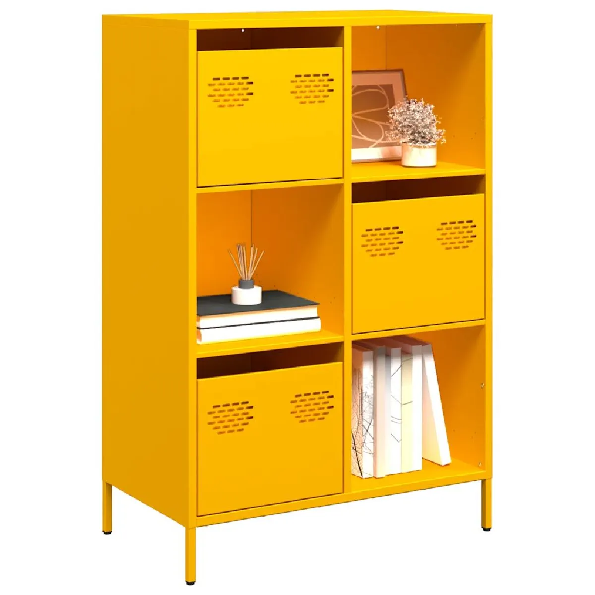 vidaXL Buffet haut Acier - Jaune moutarde