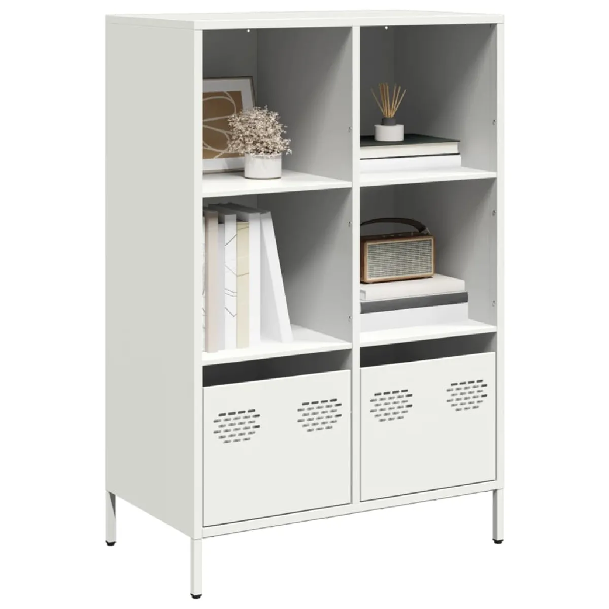 Non Communiqué Blanc Vidaxl Buffet Haut 68X39x103,5 Cm Acier, Armoire À Livres, Armoire À Livres Moderne, Étagère À Livres, Étagère Et 851387 - Image 3