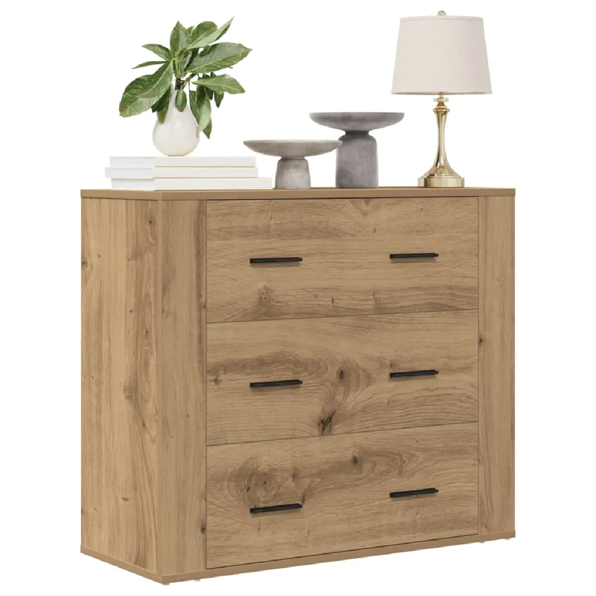 Non Communiqué Marron Vidaxl Buffet Chêne Artisanal 80X33x70 Cm Bois D'ingénierie, Armoire, Placard, Buffet Haut, Armoire Latérale, Armoire De 857086 - Image 3