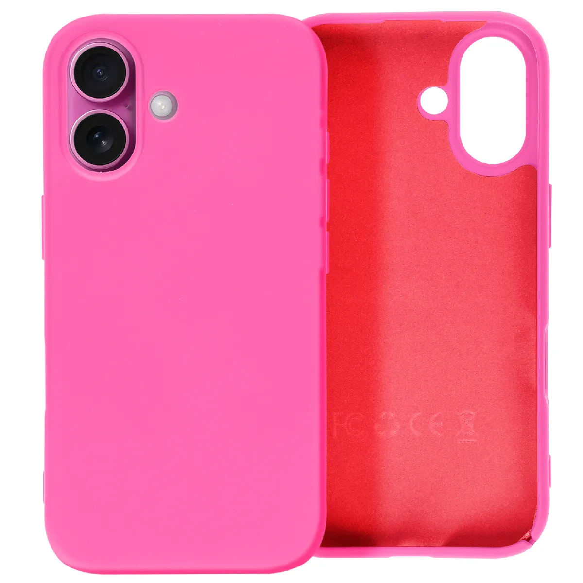 Avizar Rose Coque Pour Iphone 16 Semi-Rigide Soft-Touch Anti-Traces Fuchsia