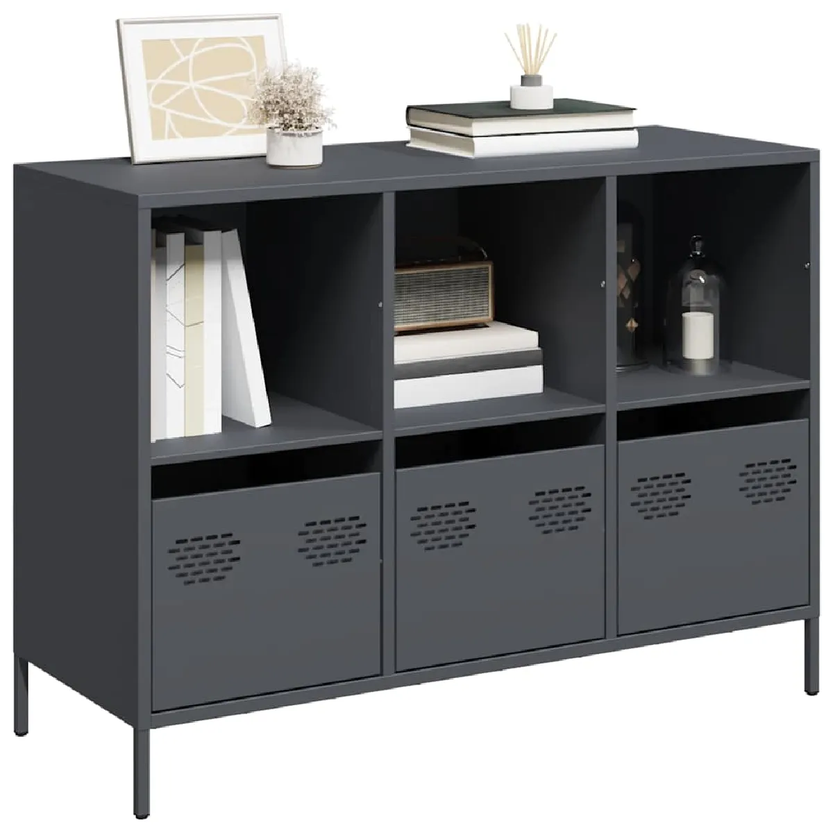 Vidaxl Buffet anthracite 101,5x39x73,5 cm acier laminé à froid