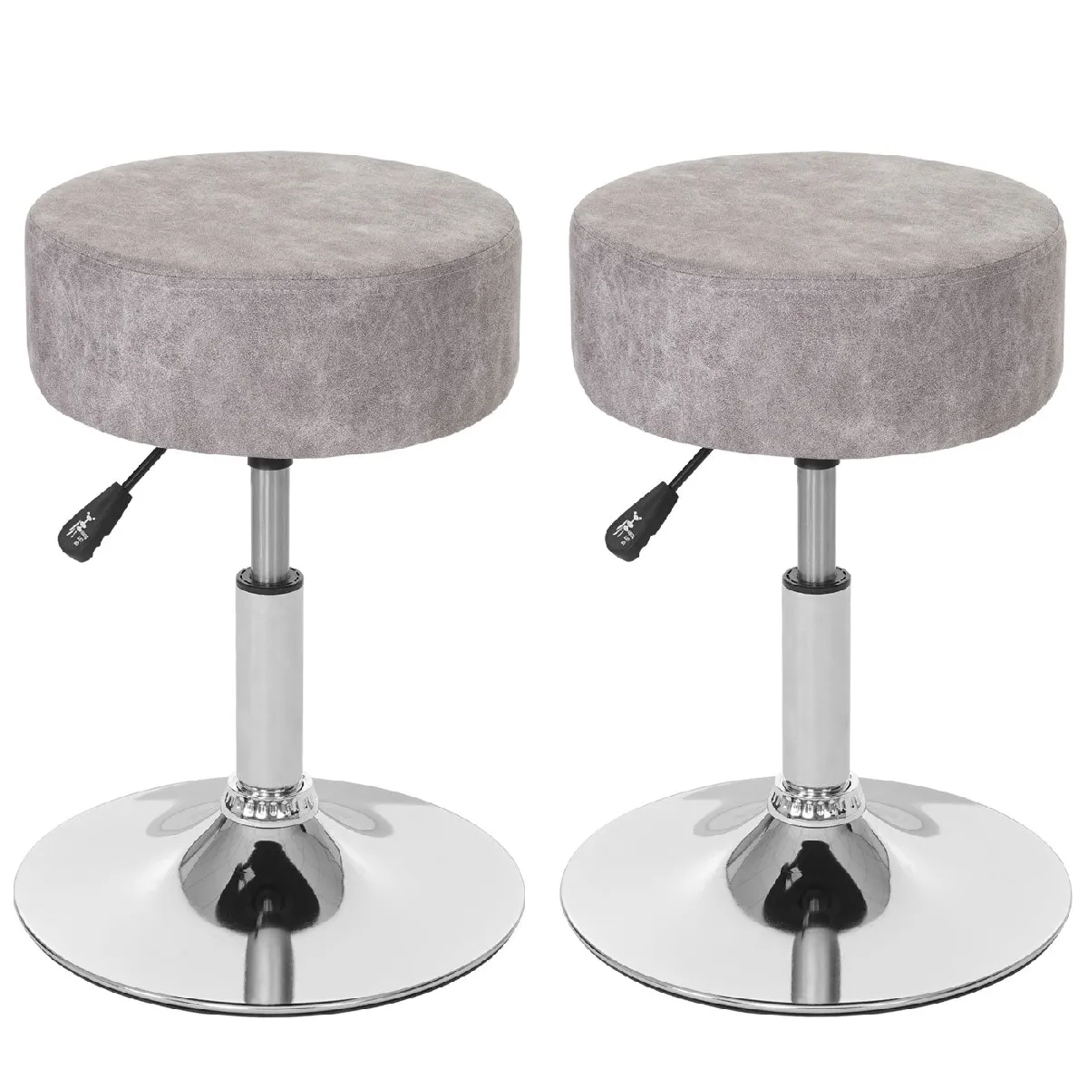 Decoshop26 Tabourets de bar industriels (lot de 2) - Gris