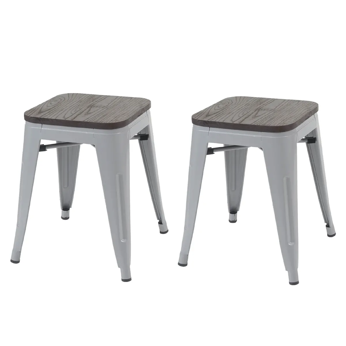 Decoshop26 Tabourets bas métal - Gris