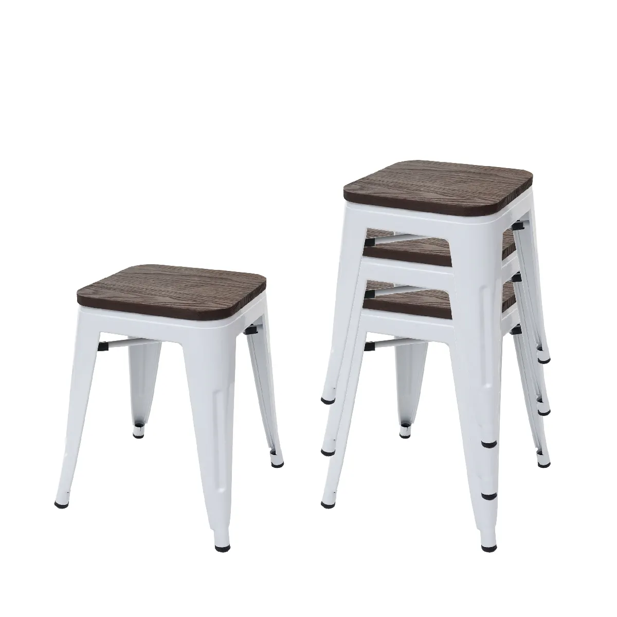 Decoshop26 Tabourets de cuisine industriel lot de 4 - Blanc