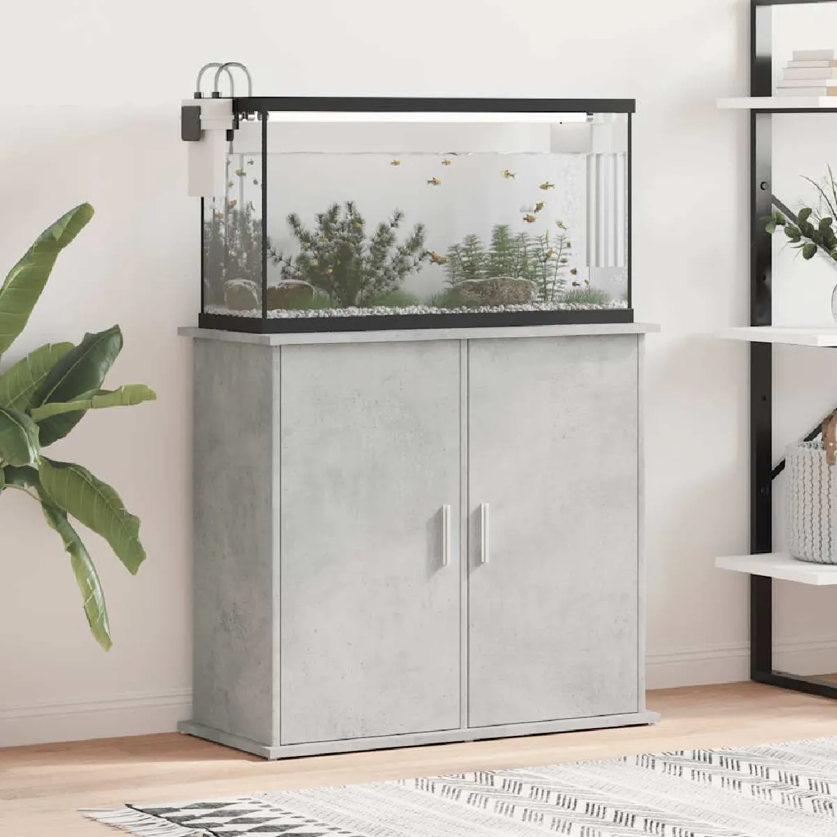 vidaXL Support aquarium bois d'ingénierie béton - vue 5