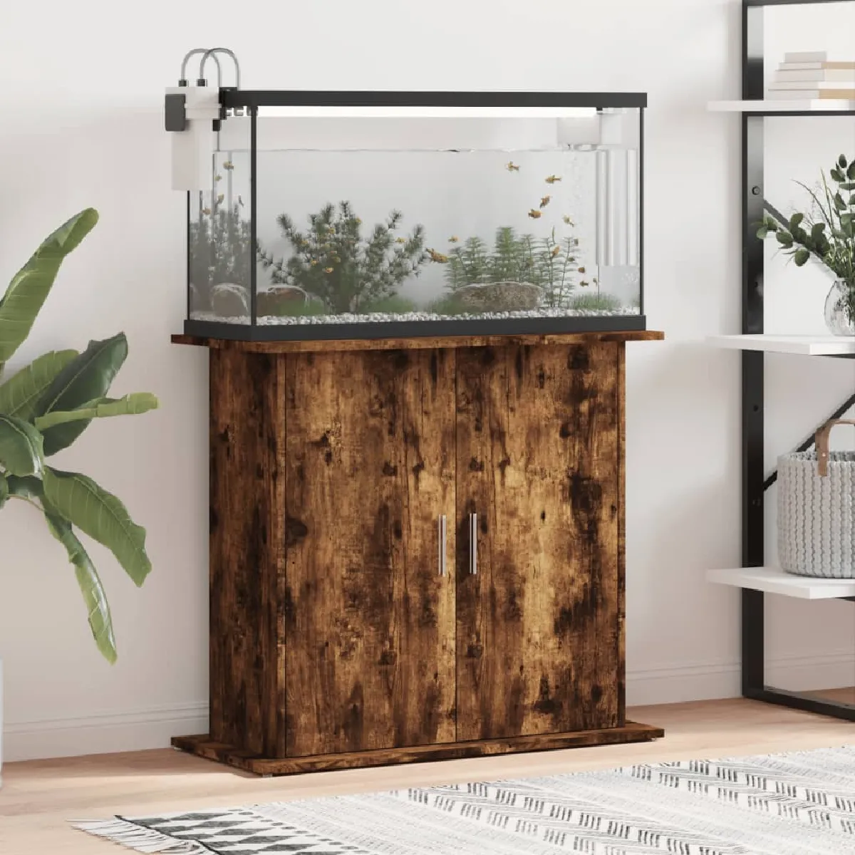 vidaXL Support aquarium bois d'ingénierie chêne fumé - vue 7