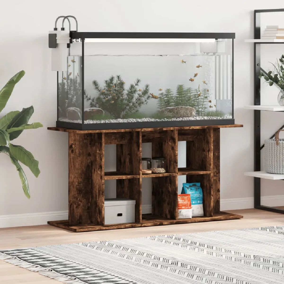 vidaXL Support aquarium bois d'ingénierie chêne fumé - vue 8