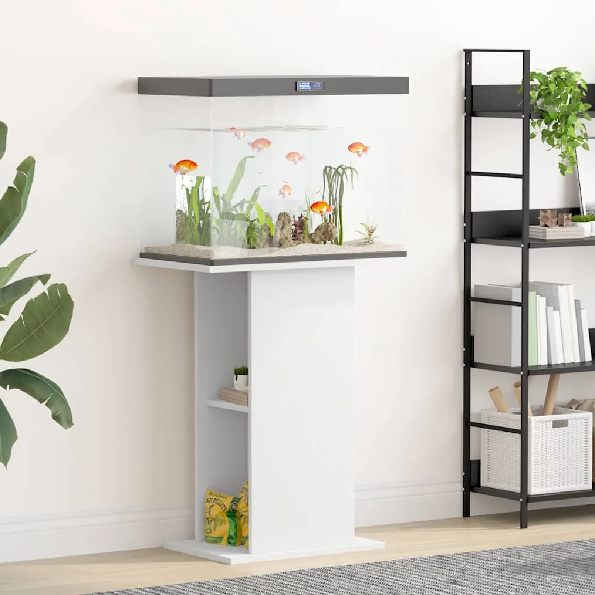 Vidaxl Meuble pour aquarium Blanc 60 5x36x72 5 cm Bois d’ingénierie Armoire pour aquarium avec rangement 833639 - vue 2