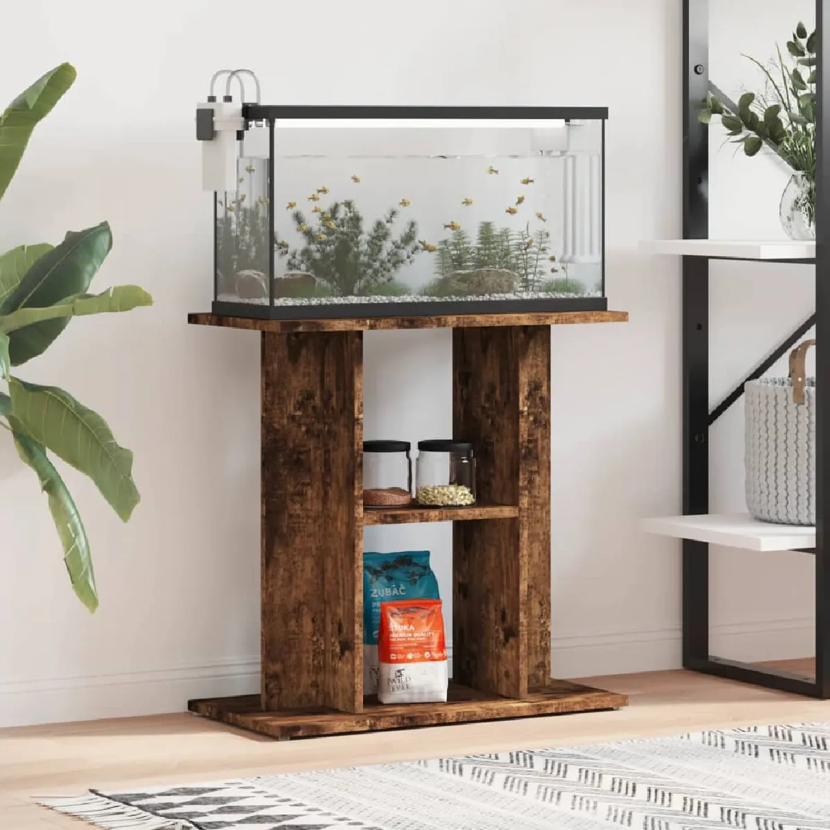 vidaXL Support aquarium bois d'ingénierie chêne fumé - vue 10