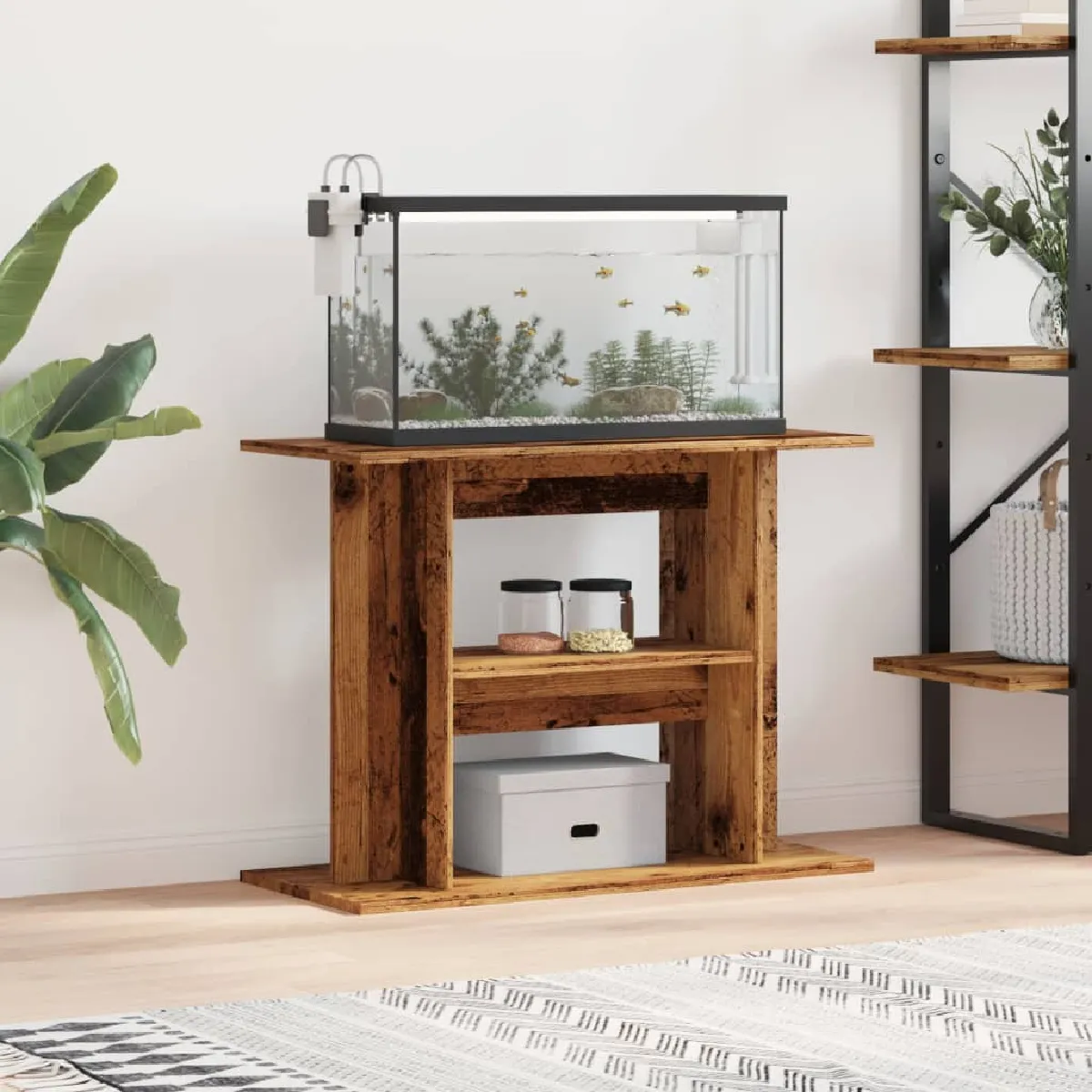 VIDAXL Support d'aquarium Vieux bois - vue 3
