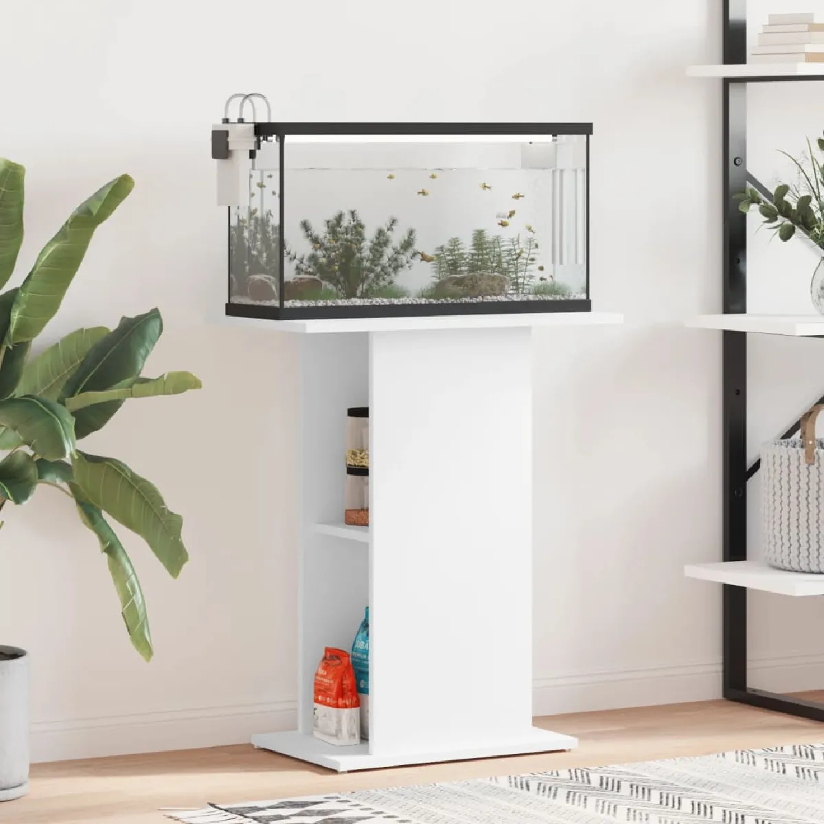 vidaXL Support aquarium bois d'ingénierie blanc