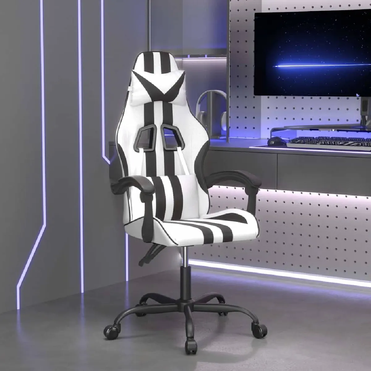 Non Communiqué Blanc/Noir Chaise De Jeu Vidaxl Et Similicuir - Image 3