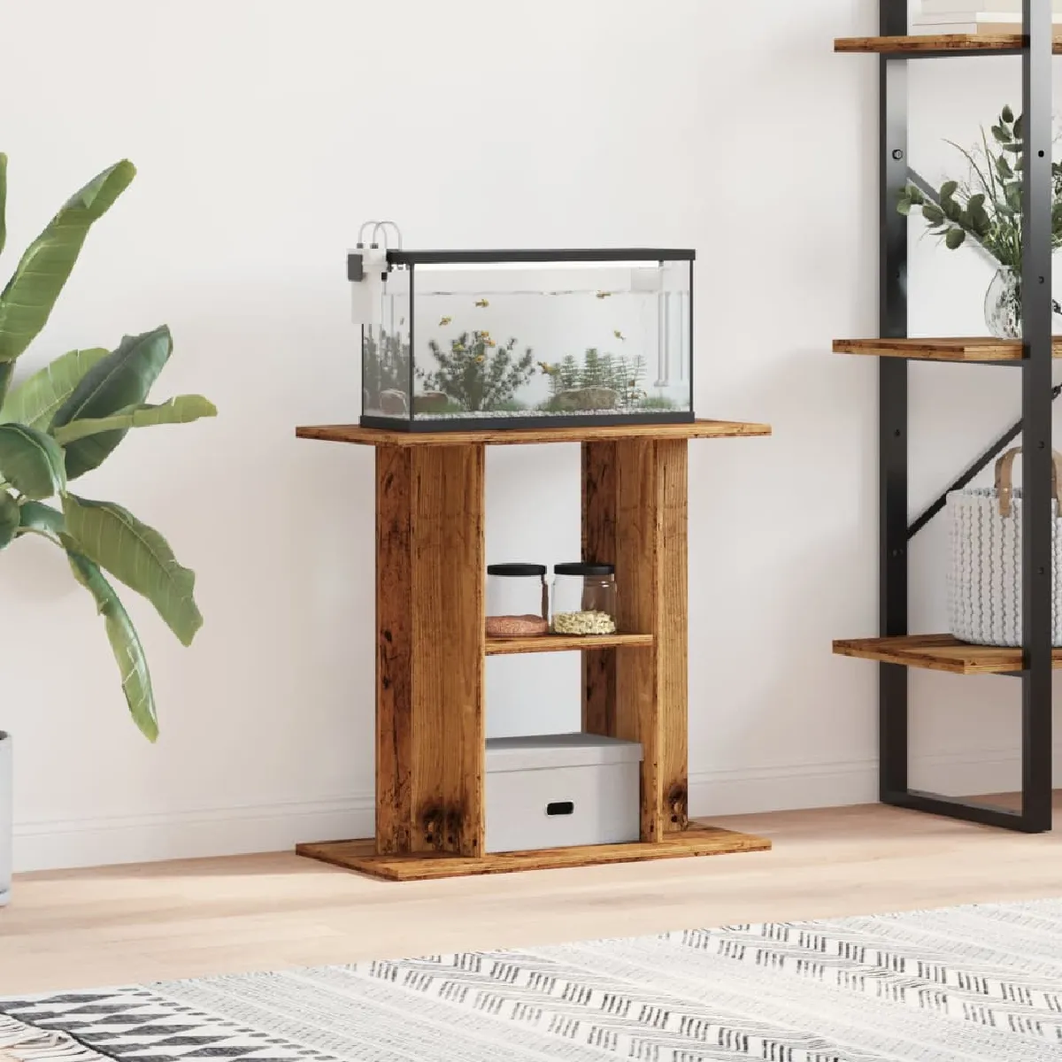 VIDAXL Support d'aquarium Vieux bois - vue 4