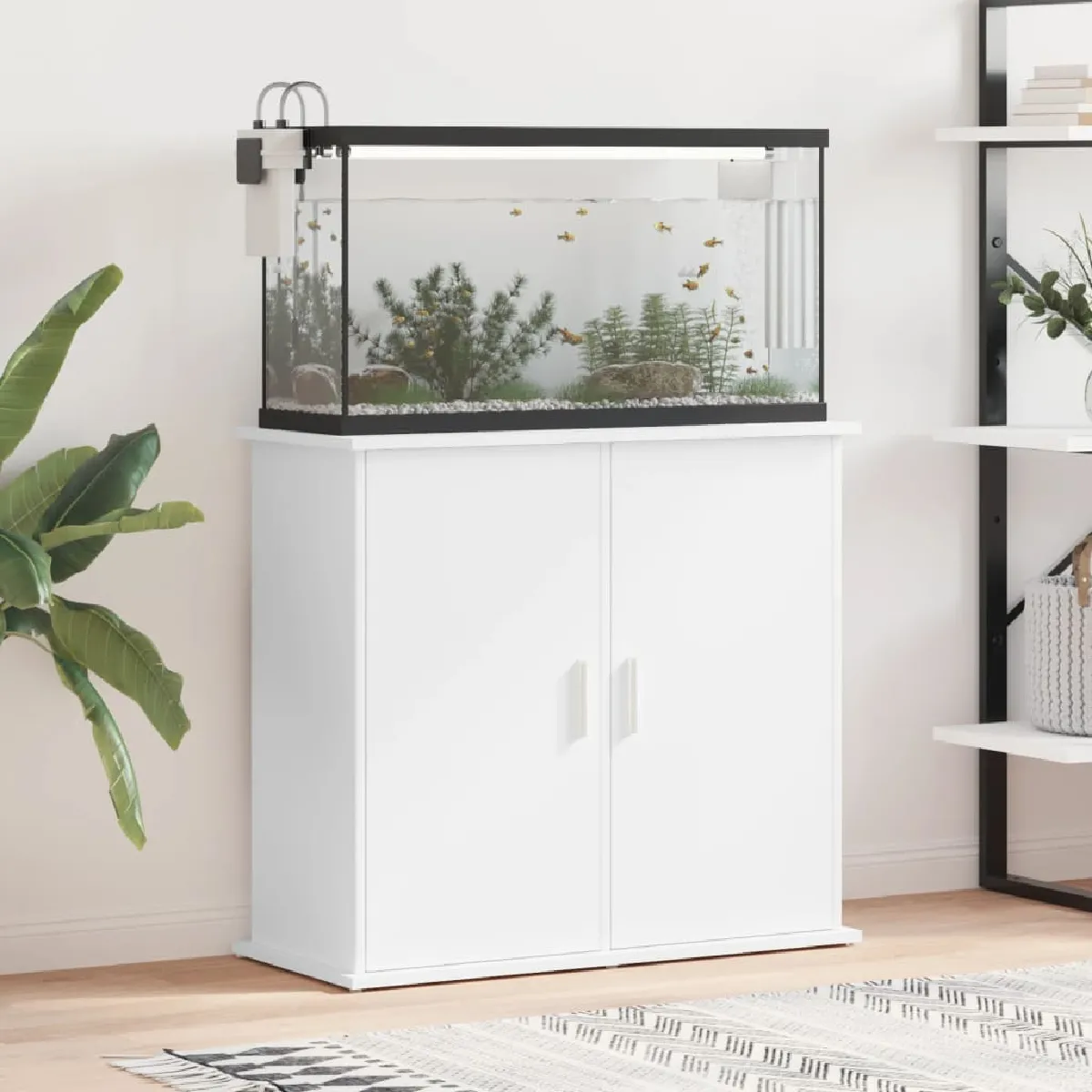 Vidaxl Support pour aquarium Blanc 100x40x60 cm Bois d’ingénierie Meuble pour aquarium avec rangement 833583
