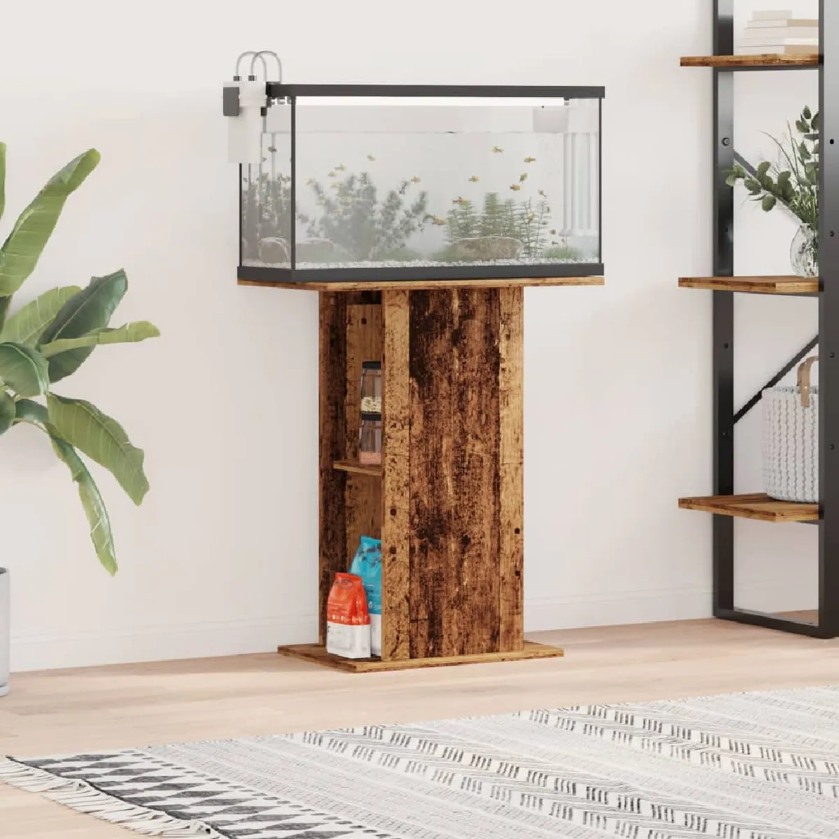 VIDAXL Support d'aquarium Vieux bois - vue 2