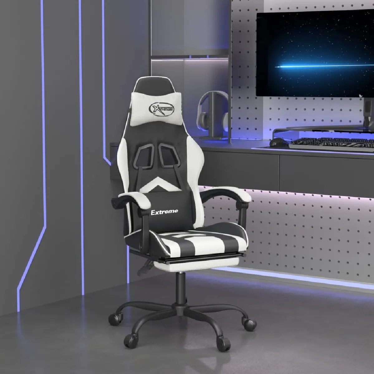 VIDAXL Repose-pied - Noir et blanc