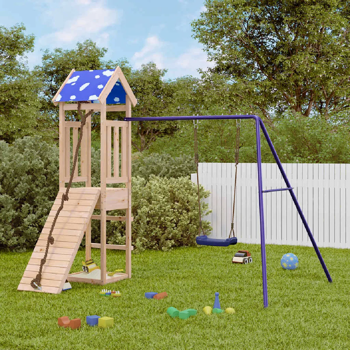 vidaXL Aire de jeux bois de pin massif - vue 2
