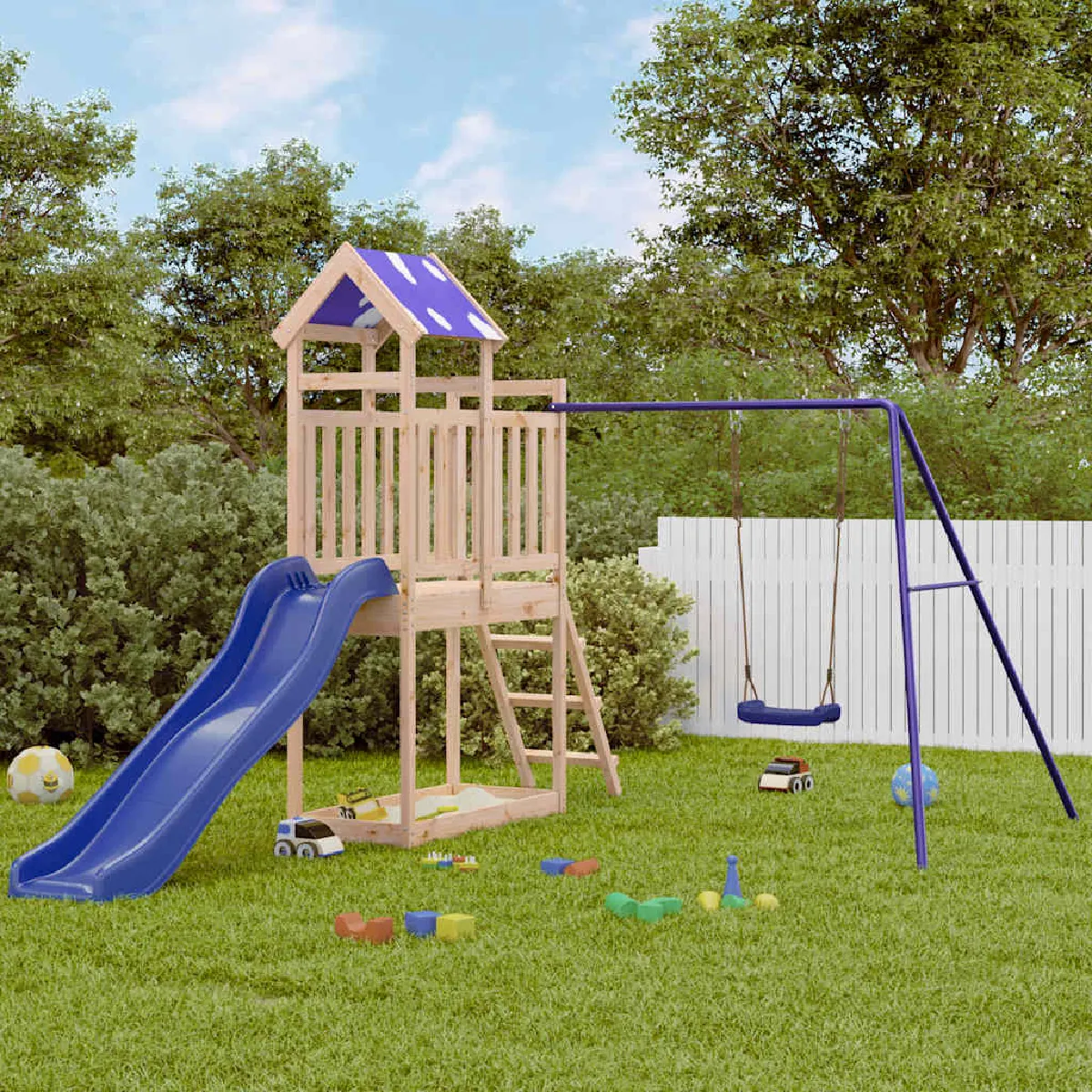 vidaXL Aire de jeux bois de pin massif - vue 6