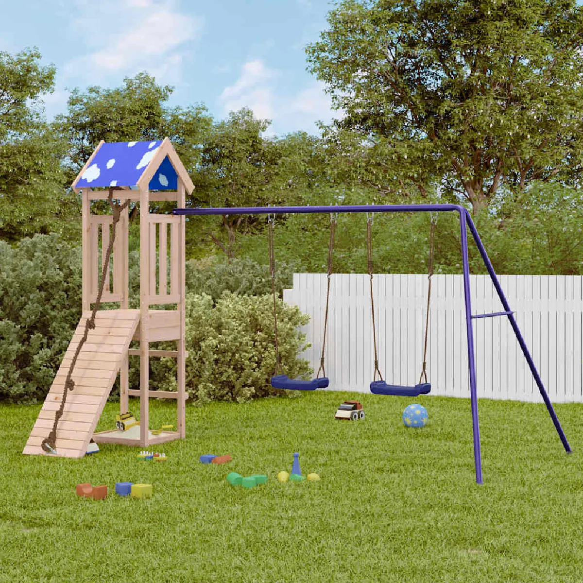 vidaXL Aire de jeux d'extérieur bois de pin massif - vue 8