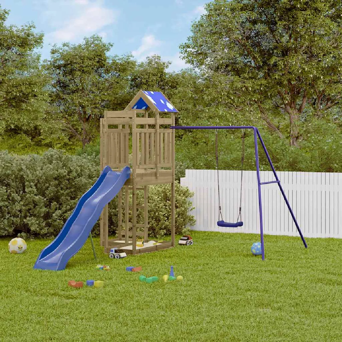 vidaXL Aire de jeux d'extérieur Bois de Pin Imprégné - vue 6