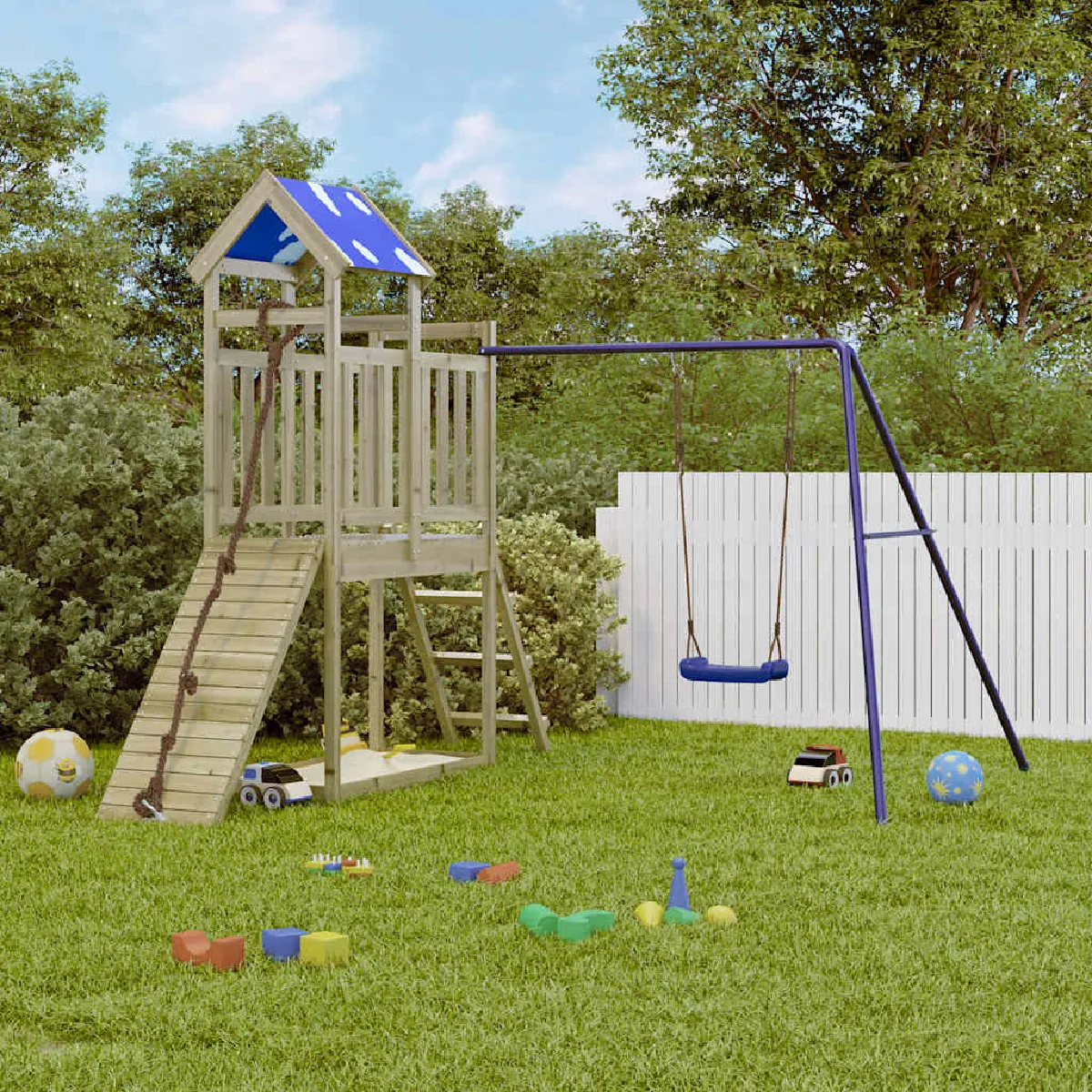 vidaXL Aire de jeux d'extérieur Bois de Pin Imprégné - vue 5