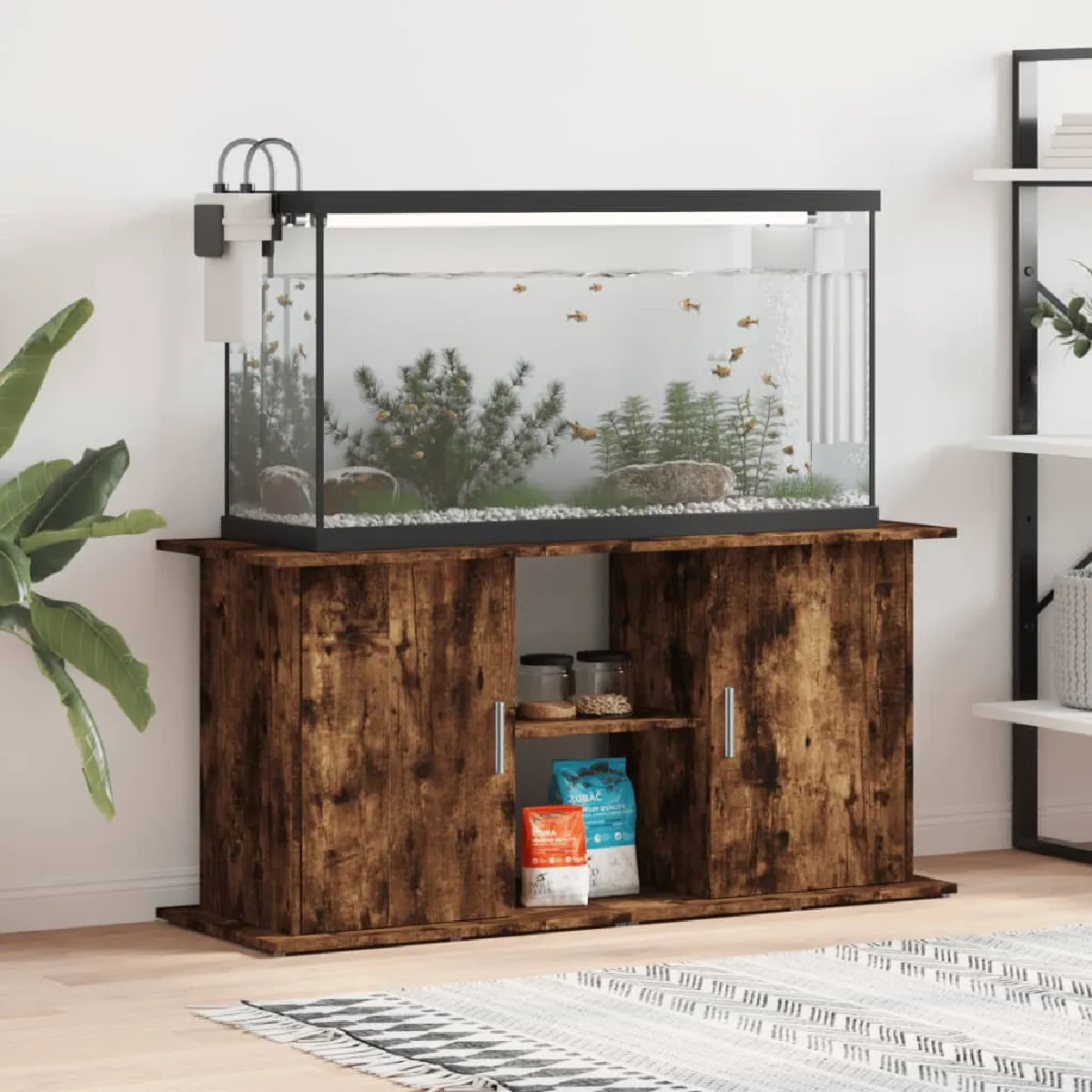 vidaXL Support aquarium bois d'ingénierie chêne fumé - vue 9