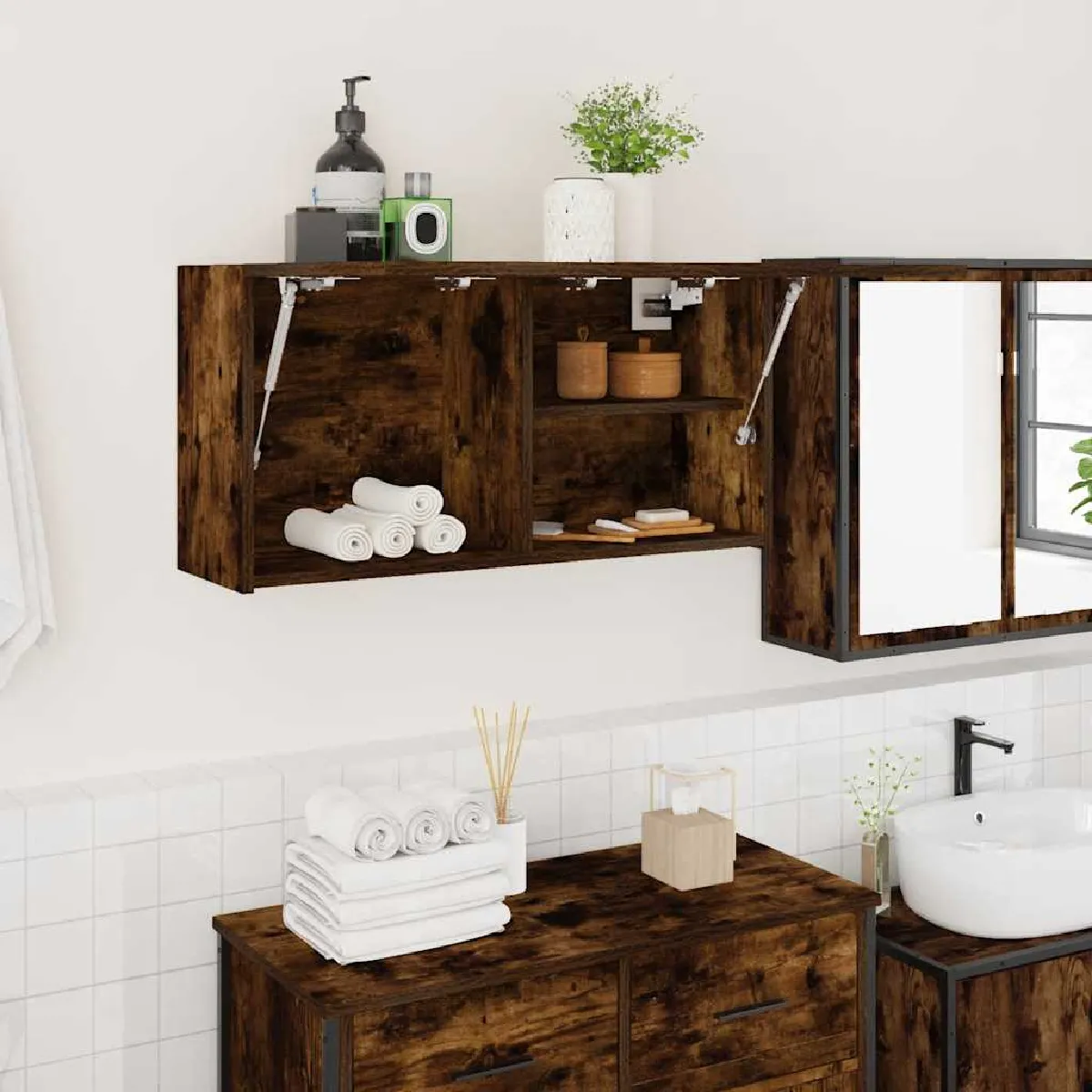 SWEET Armoire de Toilette Murale, Armoire murale de salle de bain 42x23x60cm Bois massif de noyer - 4038513 - Maison
