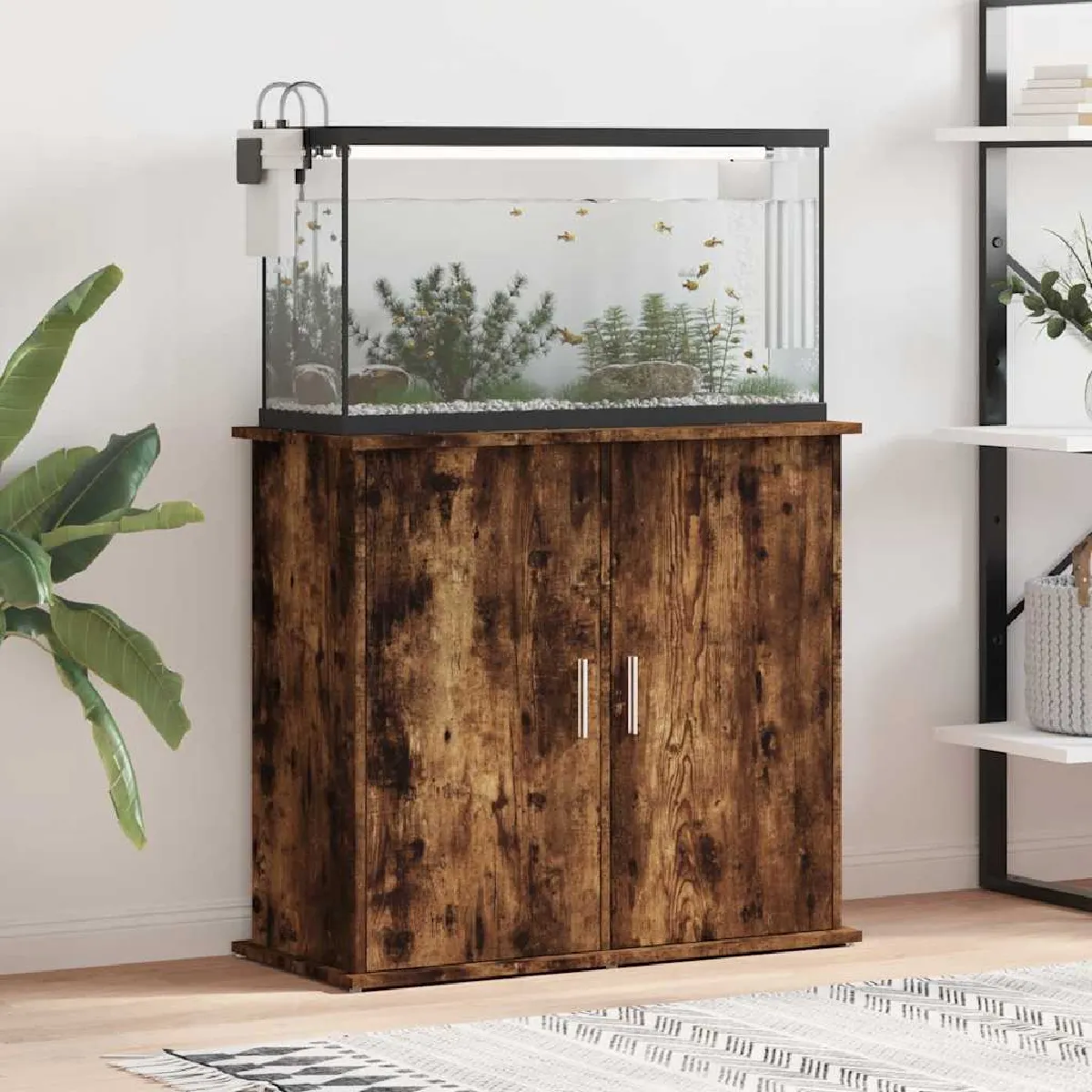 VIDAXL Support pour aquarium Chêne fumé - vue 5