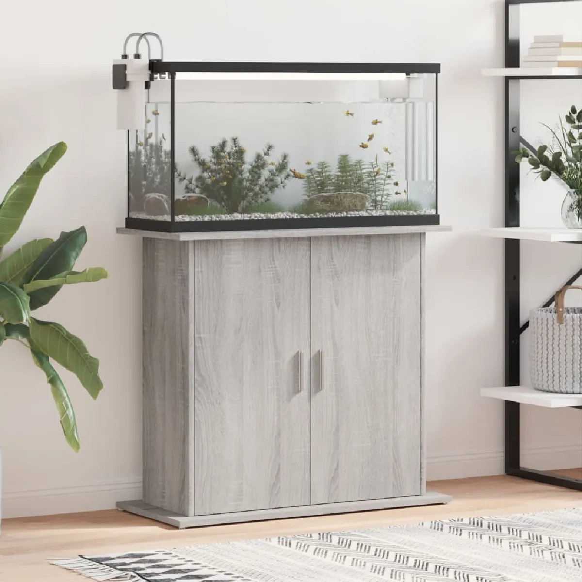 vidaXL Support aquarium bois d'ingénierie sonoma gris