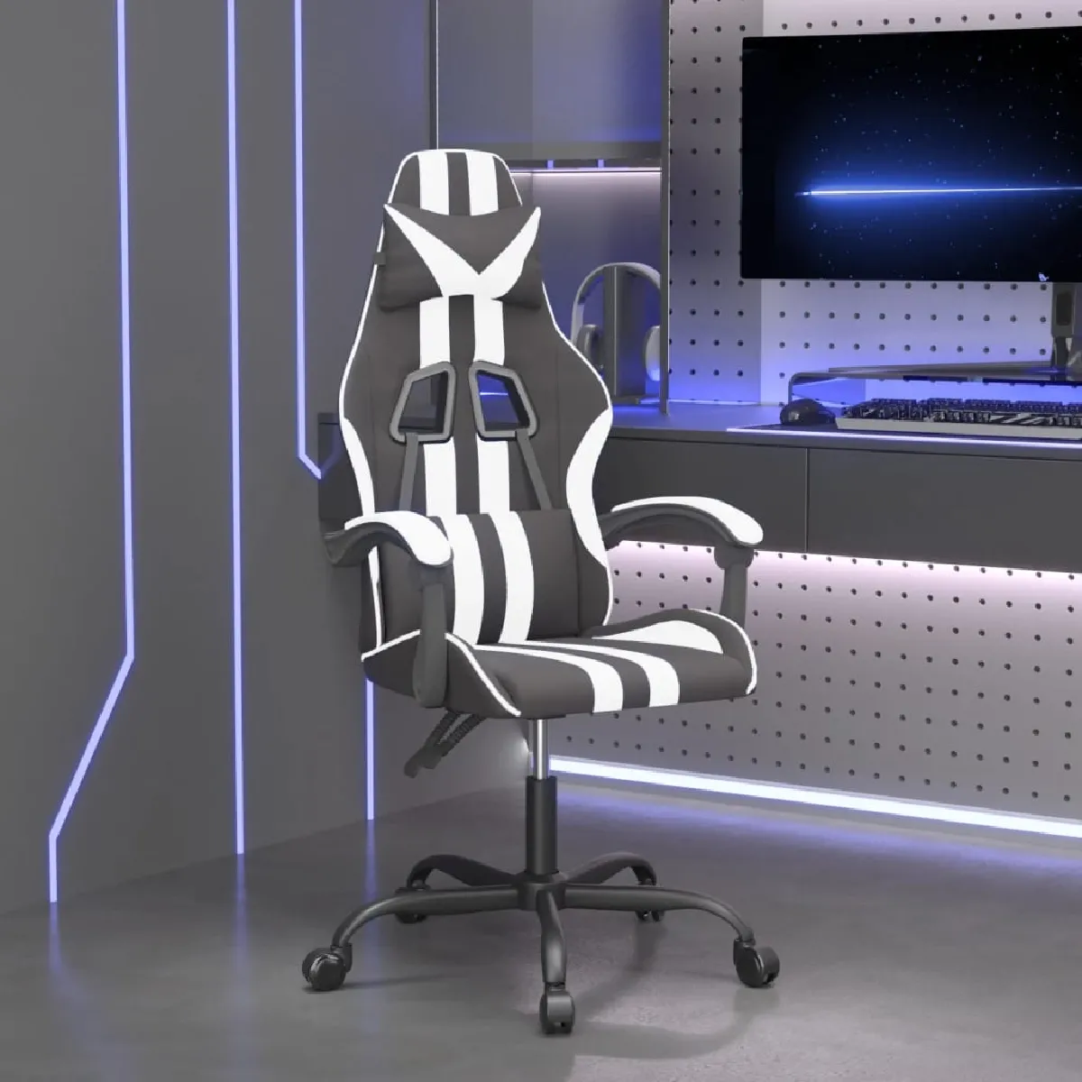 vidaXL Chaise de jeu - Noir/Blanc