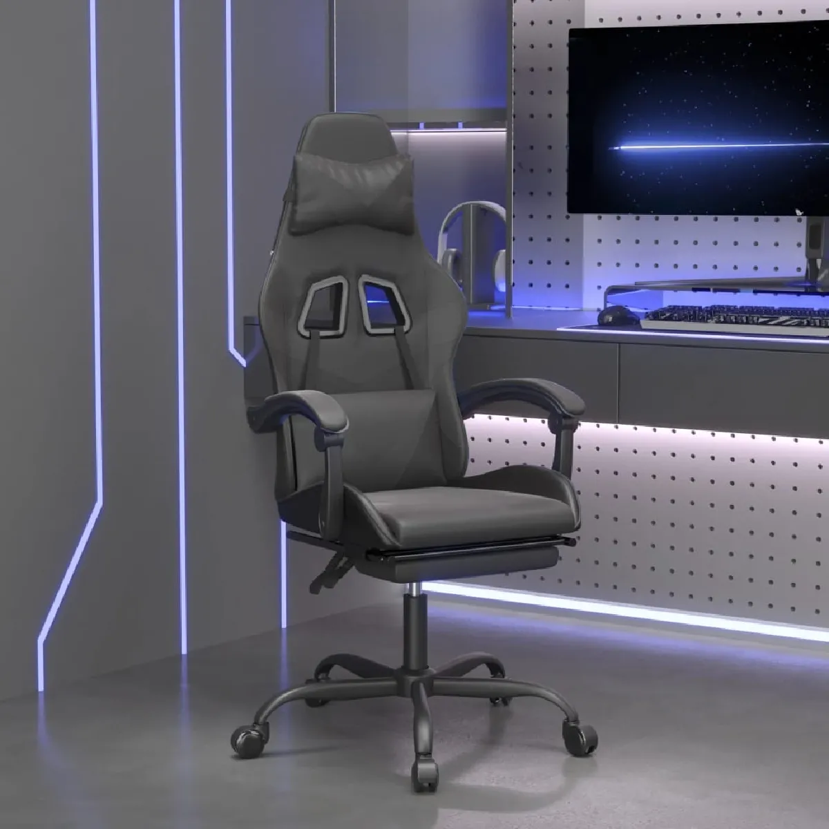 Vidaxl Noir Chaise De Jeu Avec Repose-Pied
