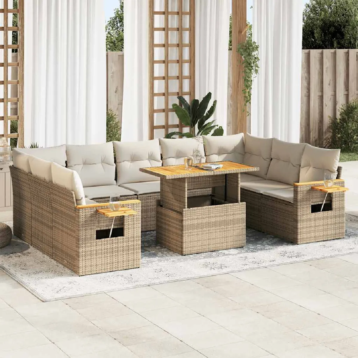 vidaXL Salon de jardin Résine tressée 10 pcs - vue 9
