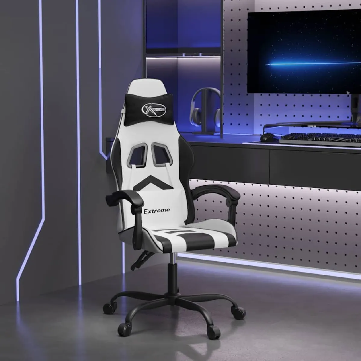 Non Communiqué Blanc Vidaxl Chaise De Jeu Et Noir Similicuir - Image 3