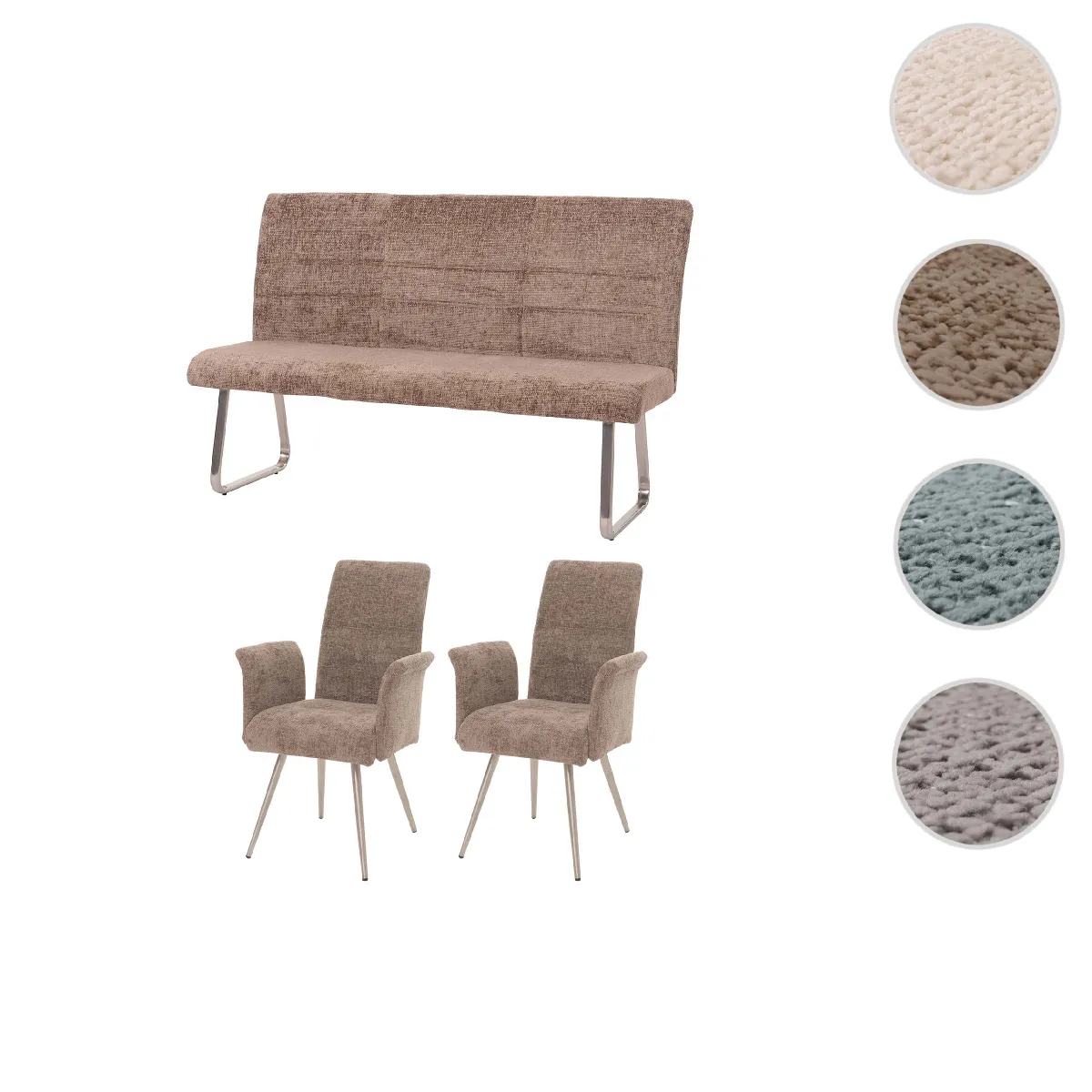 MENDLER Set HWC-G55 - 2 chaises + banc - Brun