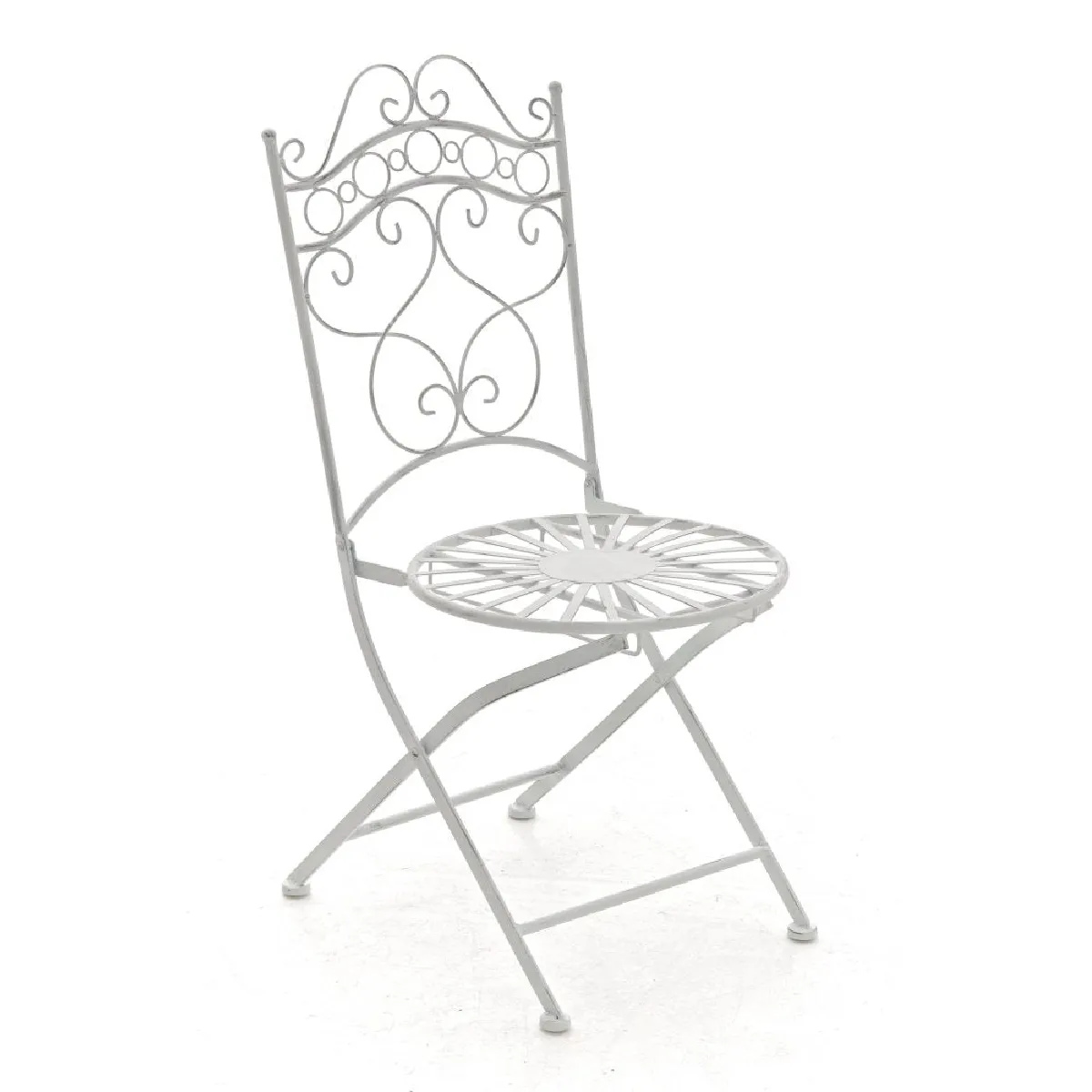 Decoshop26 Chaise de jardin rustique - Blanc