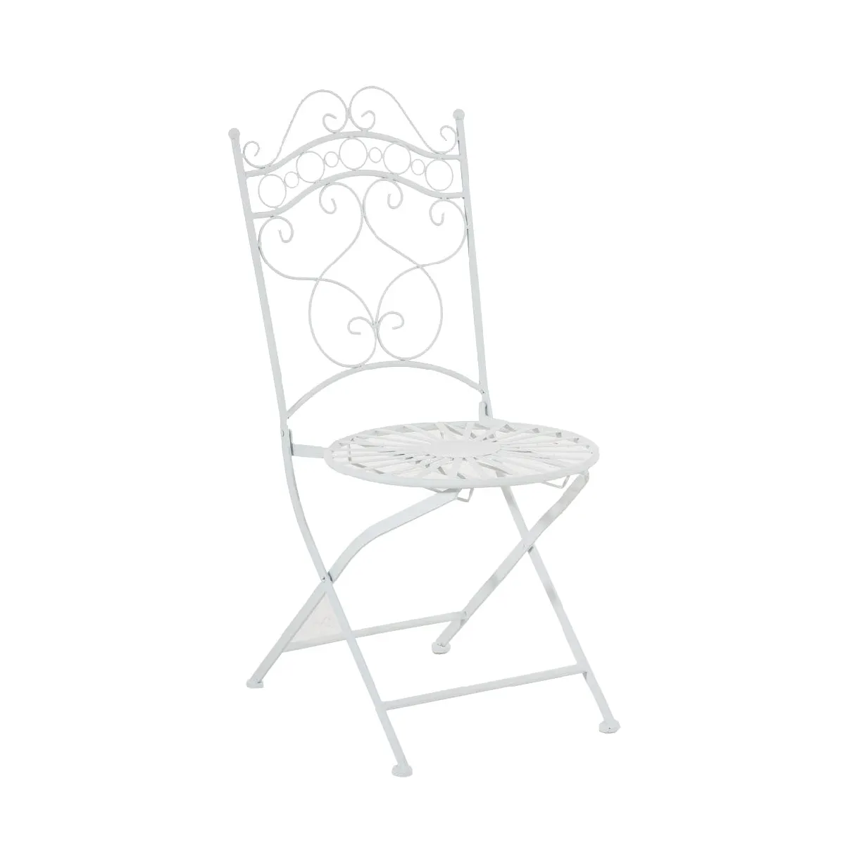 Decoshop26 Chaise de jardin fer forgé - Blanc