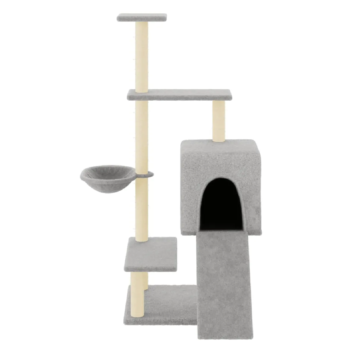 Meilleurs prix pour Arbre à chat meuble tour grimper jouet grattage grattoir escalade plateforme avec griffoirs en sisal clair 130,5 cm gris 02_0022558