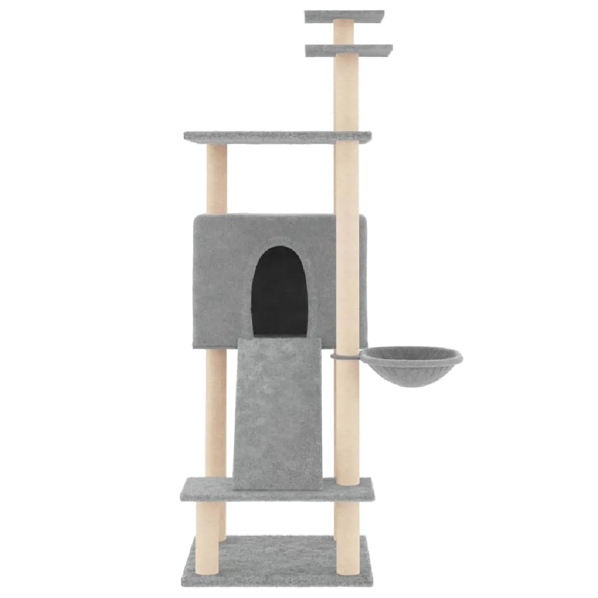 Comparer les prix de Arbre à chat meuble tour grimper jouet grattage grattoir escalade plateforme avec griffoirs en sisal clair 153 cm gris 02_0022577