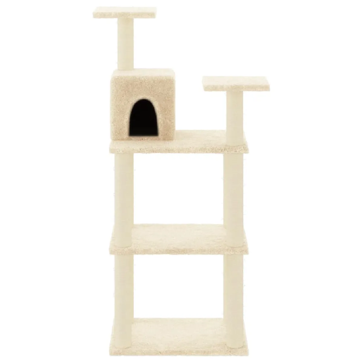 Meilleurs prix pour Arbre à chat meuble tour grimper jouet grattage grattoir escalade plateforme avec griffoirs en sisal 118,5 cm crème 02_0022461